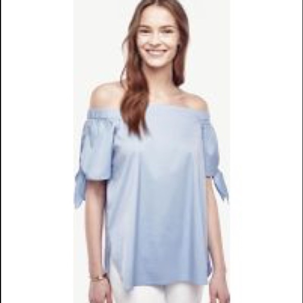 Ann Taylor Poplin Off The Shoulder Blouse